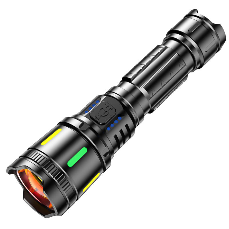 Cross-Border White Laser Rechargeable Flashlight – Ultra-Bright Long-Range Torch with Power Display for Outdoor & Household Use