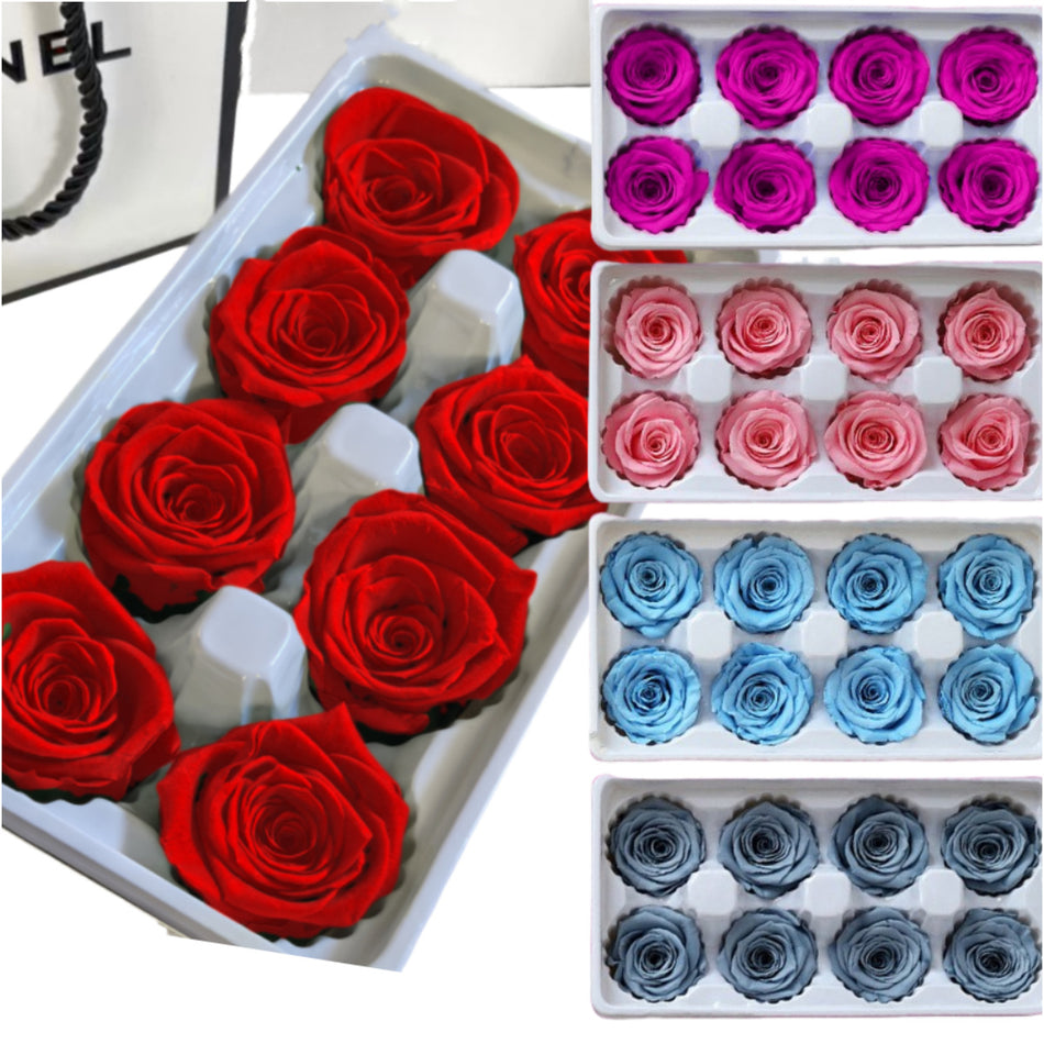 Preserved Rose Flower Heads 8-Piece DIY Wholesale Set