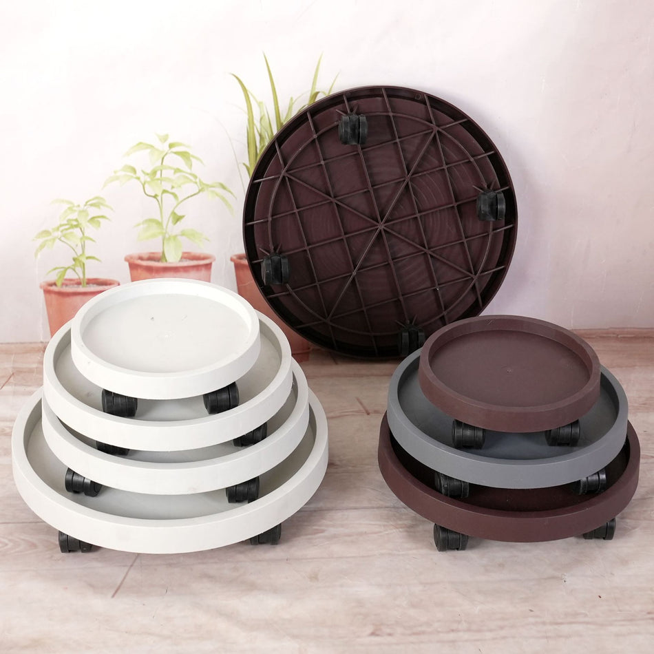 Rolling Resin Flower Pot Tray with Universal Wheels (5 pc)