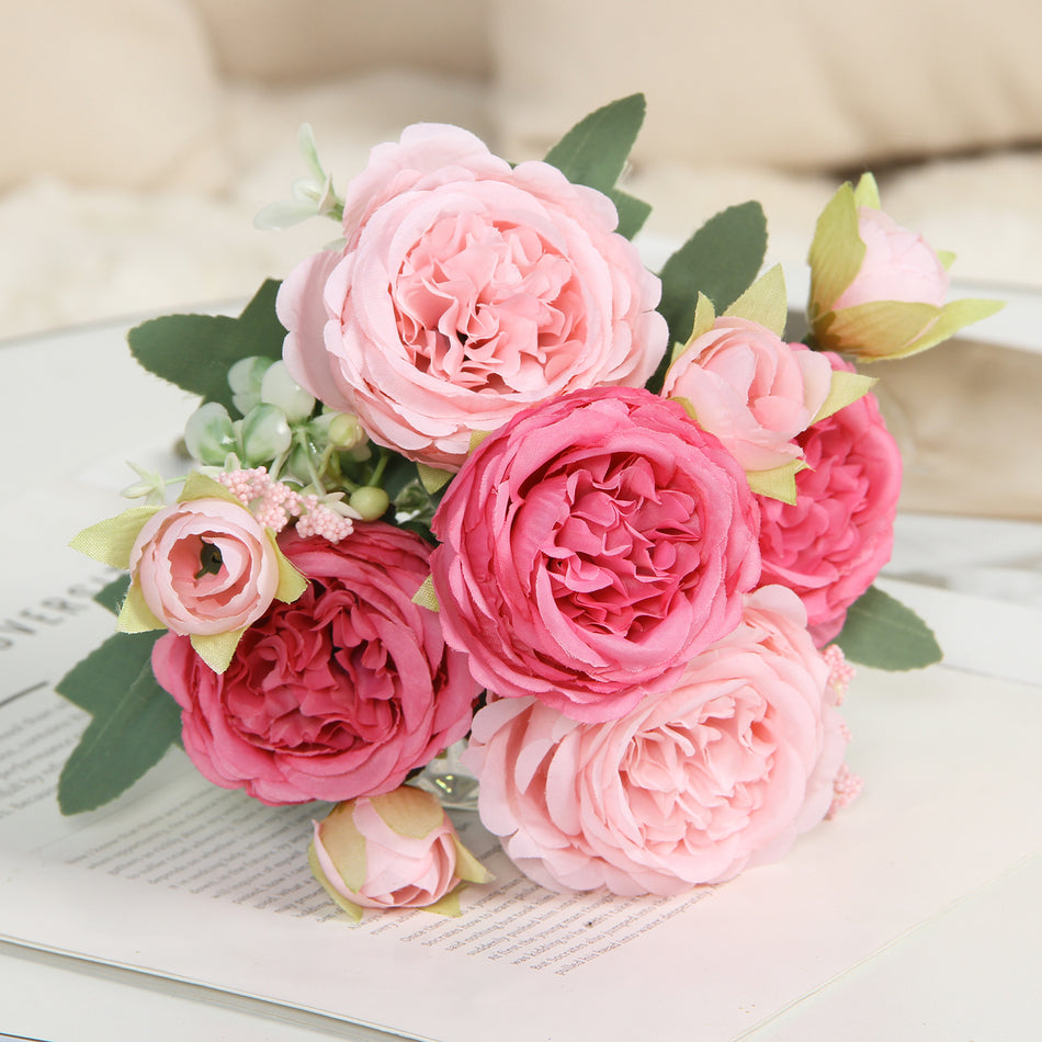 Artificial Persian Rose Bouquet – 5-Head Small Wedding Décor