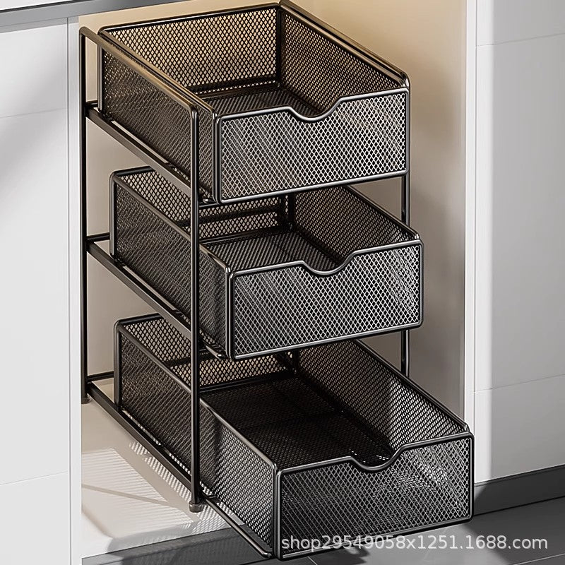 Double-Layer Pull-Out Under-Sink Kitchen Storage Rack