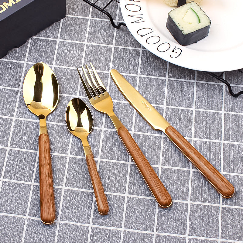 Stainless Steel Western Knife, Fork & Spoon 24-Piece Set