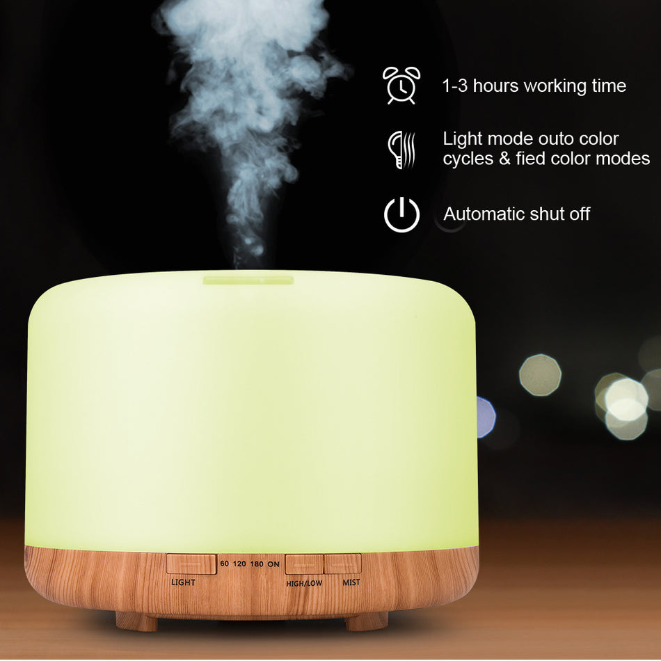 1000ml Wood Grain Essential Oil Diffuser with Remote