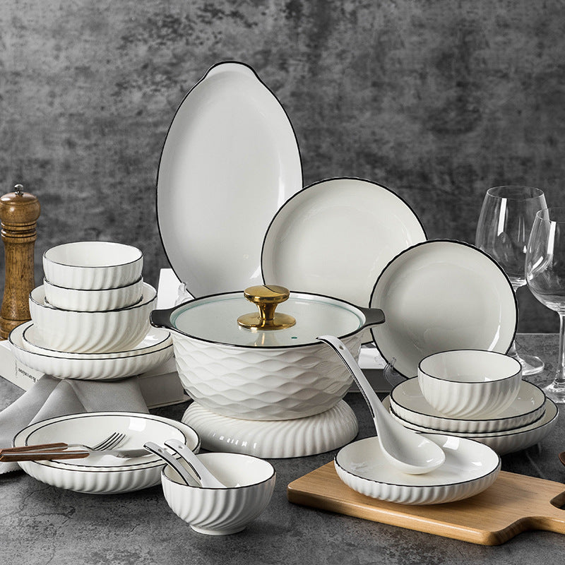 2024 Ceramic Dinnerware Set Bowls Plates & Chopsticks