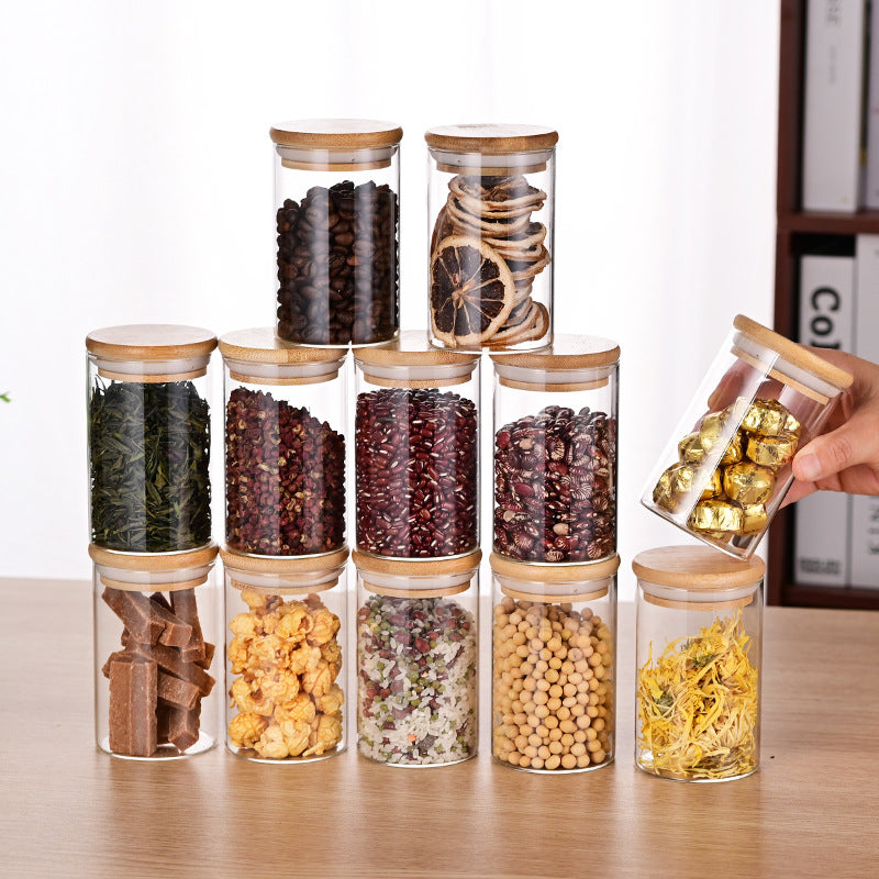 12-Piece Glass Seasoning Jar Set with Bamboo Lids