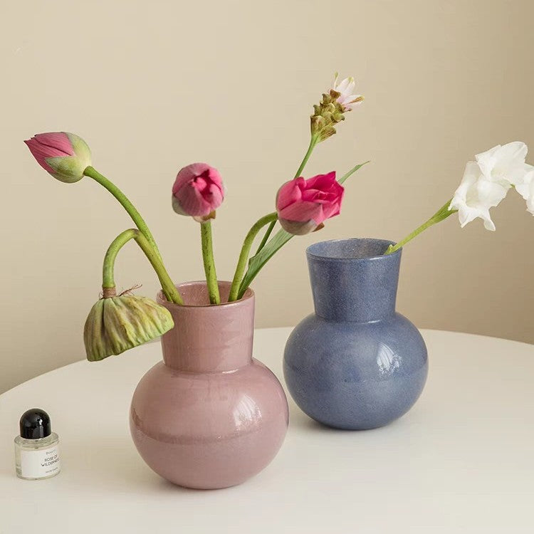 Thickened Glass Vase French Retro Luxury for Flower Decor