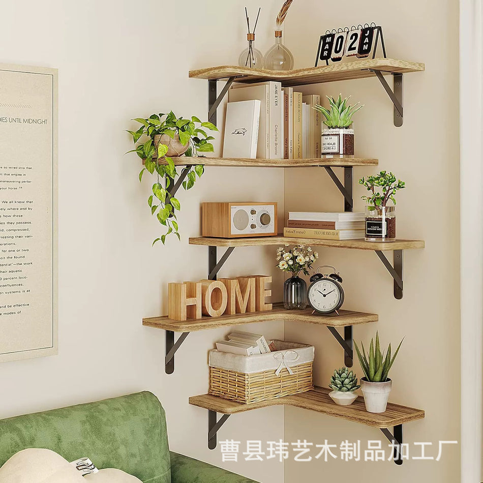 Country-Style Solid Wood Floating Wall Shelf