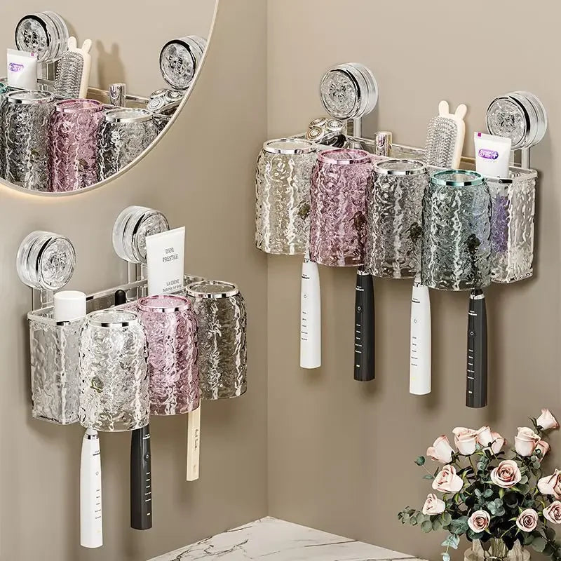 Suction Toothbrush Rack with Toothpaste Slot