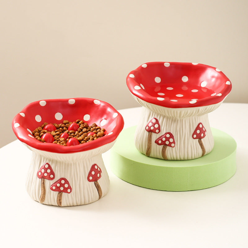 Creative Mushroom-Shaped Tall Pet Bowl – Cat & Dog Food Basin Nepal