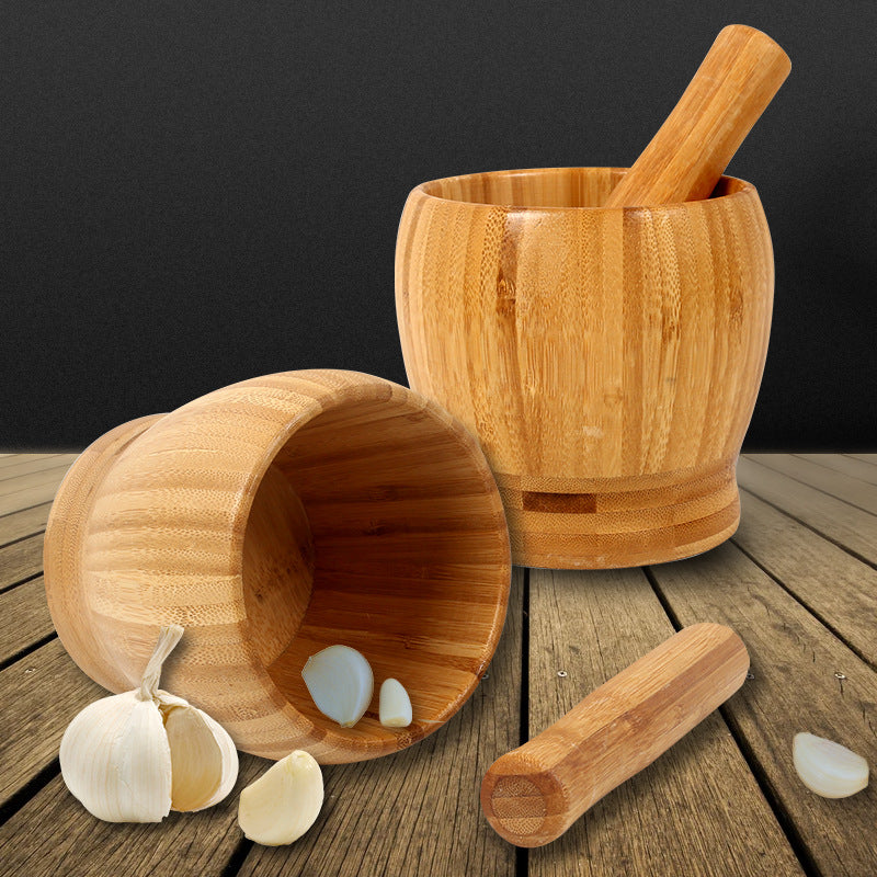 Bamboo Garlic Mashing Pot & Grinder
