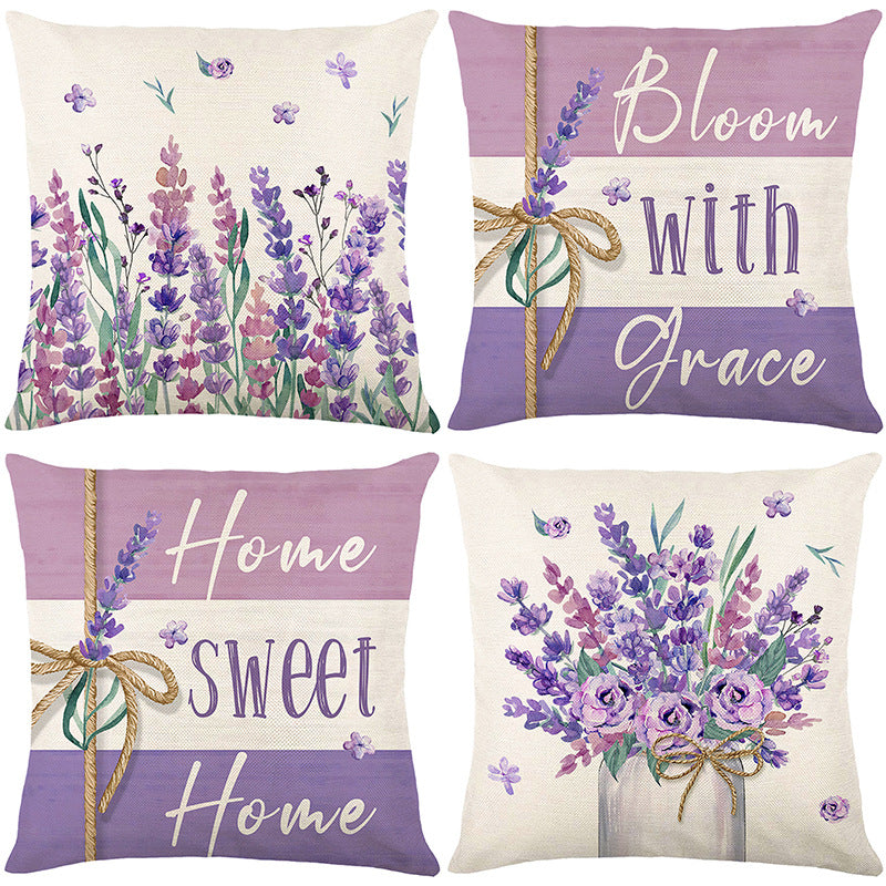 2025 Spring Purple Lavender Linen Pillowcase – Decorative