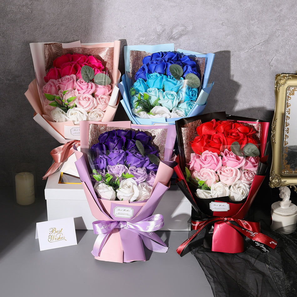 Soap Flower 18-Rose Gift Box Birthday & Valentine’s Bouquet