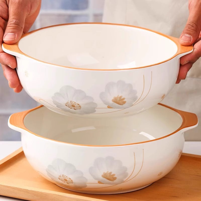 10 Inch Japanese Double Handle Large Soup Bowl