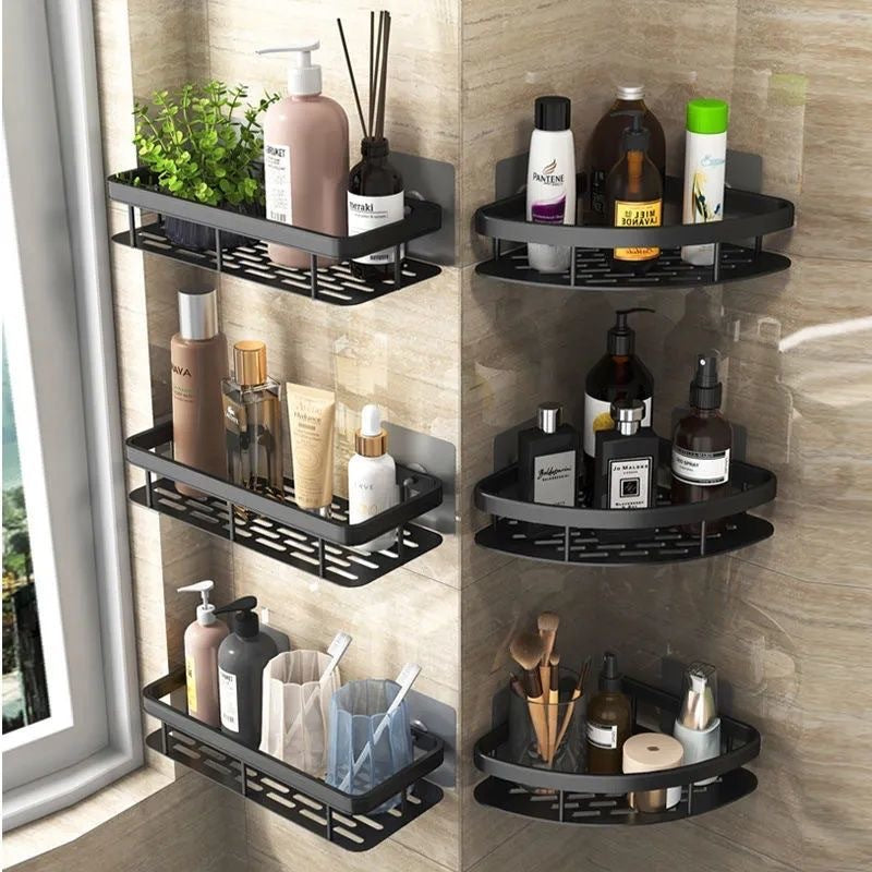 Aluminum Bathroom Triangular Suction Cup Corner Rack