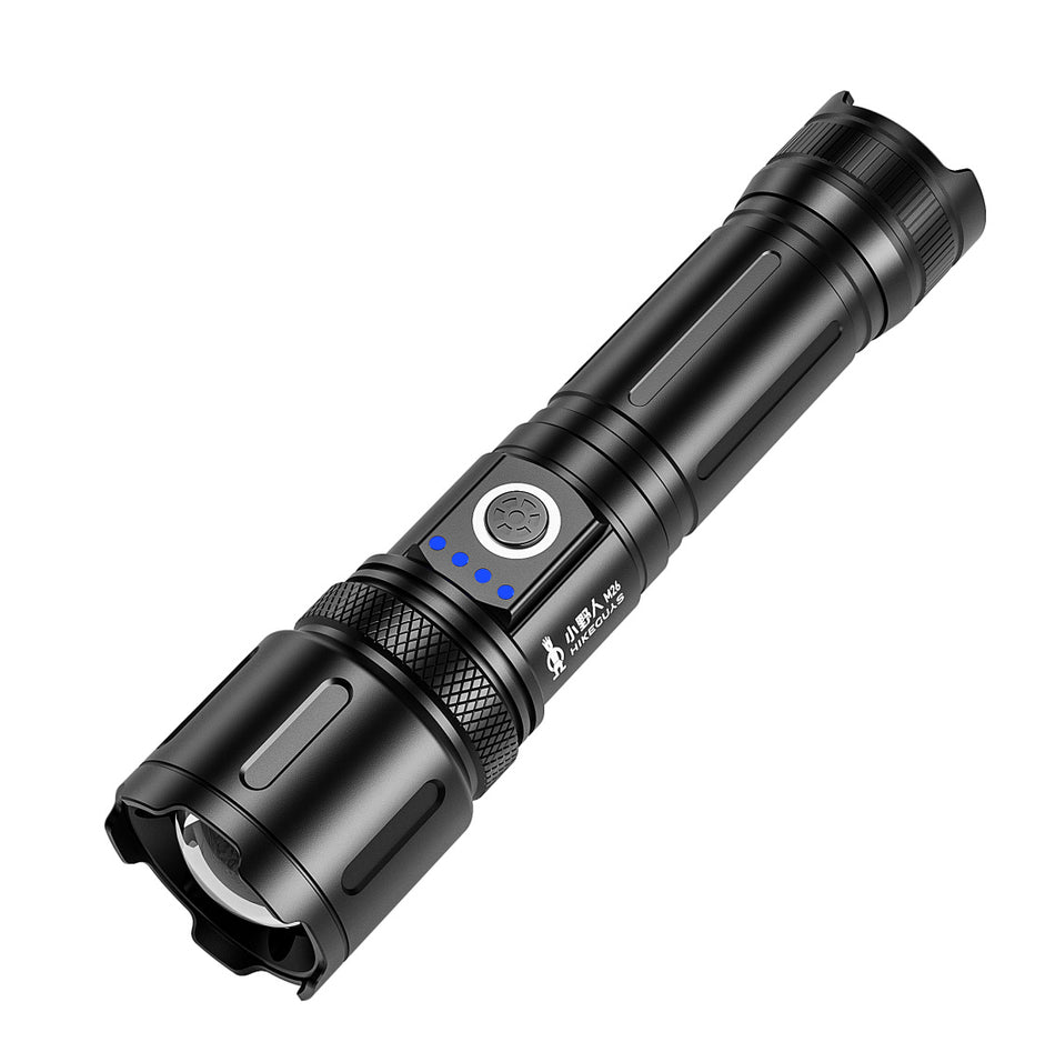Cross-Border Rechargeable Laser LED Flashlight – Zoomable Strong Light Emergency Torch with Remote Lighting for Outdoor Use