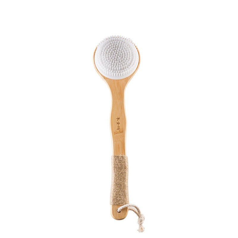 Bamboo Handle Long Bath Brush Soft Bristle Back Scrubber