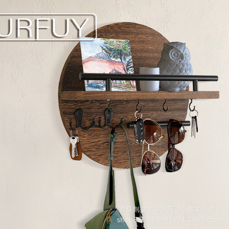 Wooden Vintage Wall Key Rack with Hooks