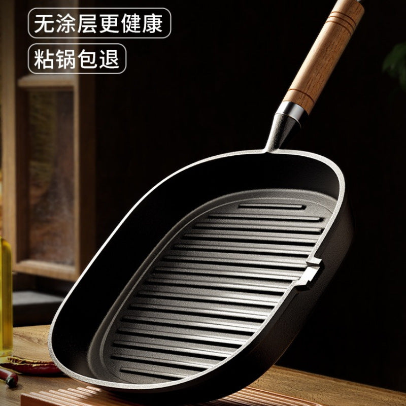 Cast Iron Flat Steak Frying Pan – Uncoated & Durable