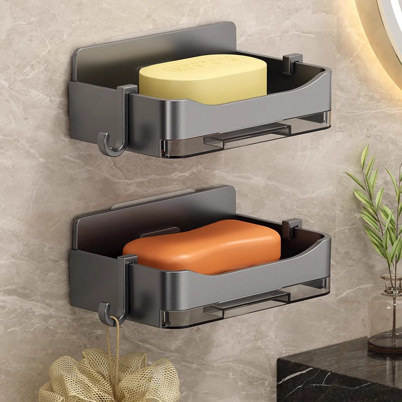 Punch-Free Wall-Mounted Soap Rack with Hook