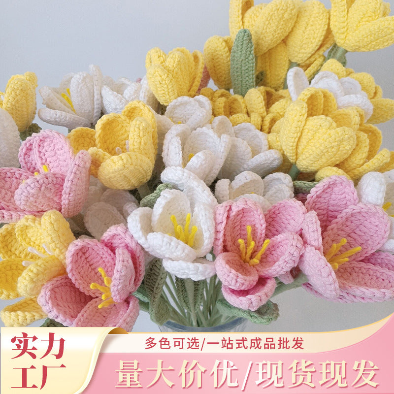 Tulip Bouquet Handmade Yarn Artificial Flower Gift DIY