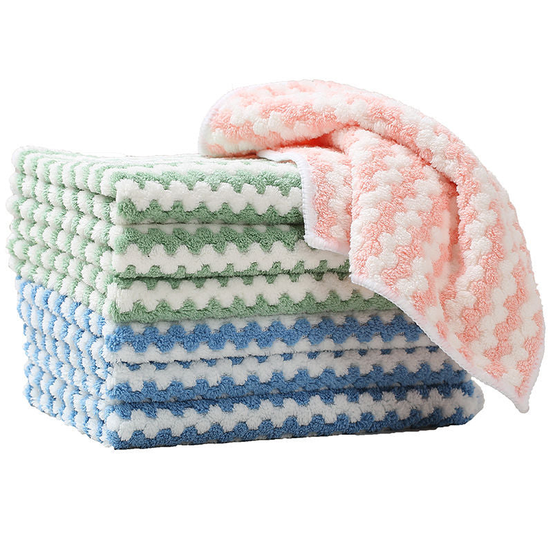 Factory Direct Thickened Dishwashing Cloth Coral Fleece Wipe Tablecloth Cleaning Cloth Kitchen Cleaning Absorbent Wipe