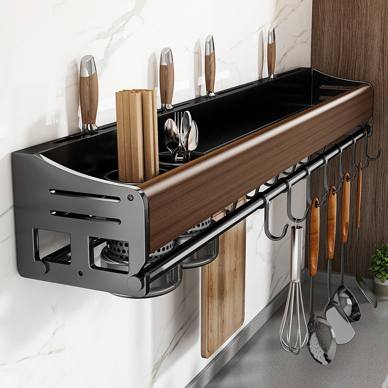 Wall-Mounted Kitchen Rack with Knife & Spice Holder