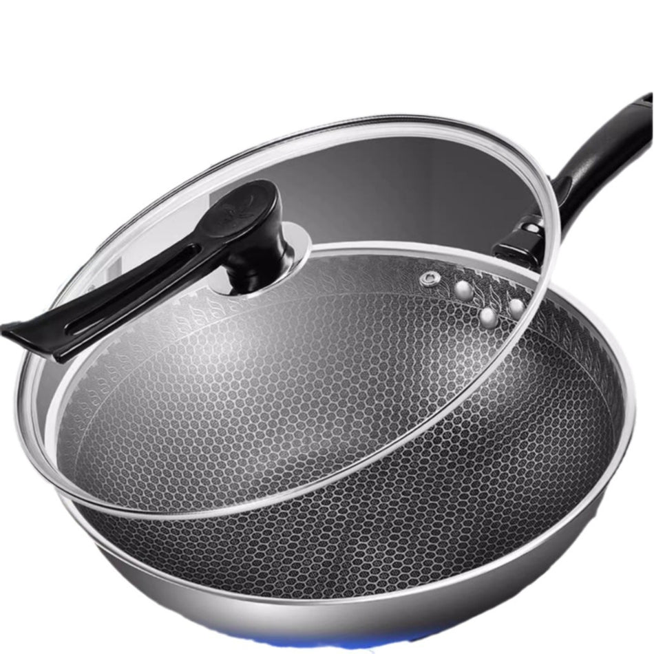 316 Stainless Steel Honeycomb Wok – Non-Stick Pan for Gas & Induction Cooking