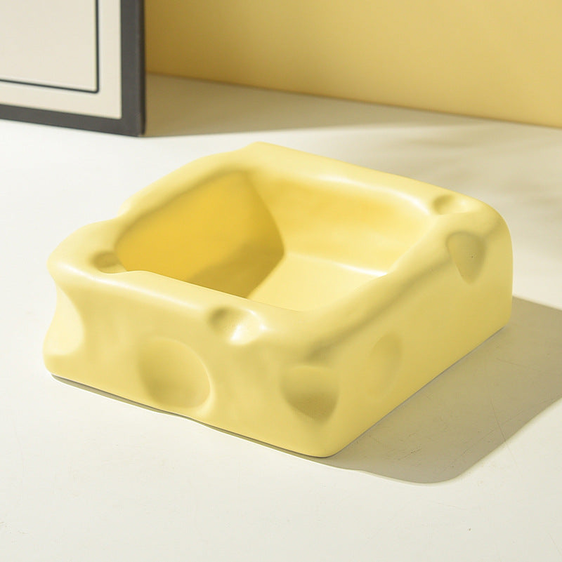 Cute Cheese-Shaped Ceramic Pet Bowl – Anti-Knock Cat & Dog Food Bowl Nepal