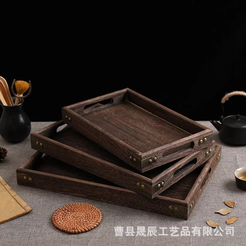 Solid Wood Tea Tray - Living Room Cup Holder