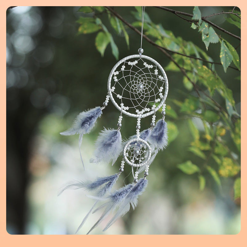 Smoky Gray Double-Ring Dream Catcher – Minimalist Style