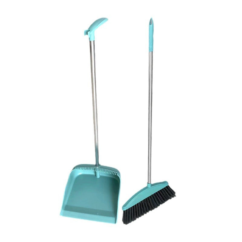 Soft Bristle Broom and Dustpan Set Non-Stick Hair Floor Cleaner