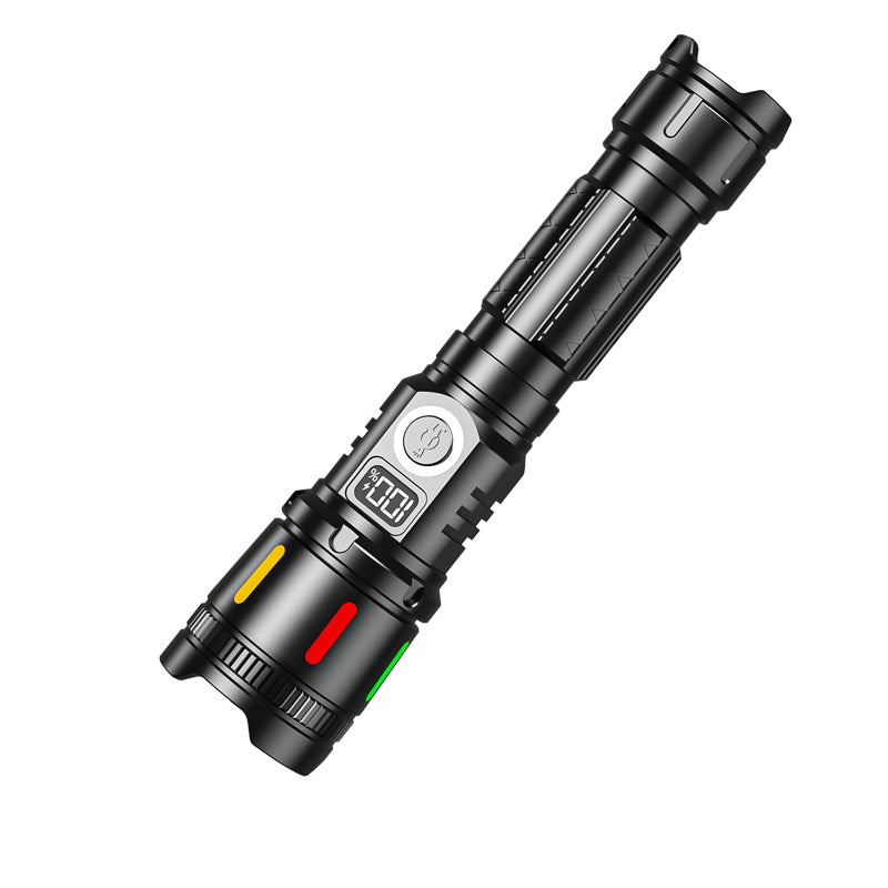 Factory Wholesale Digital Display LED Flashlight – Long-Range Rechargeable Laser Torch for Outdoor, Emergency & Patrol Use