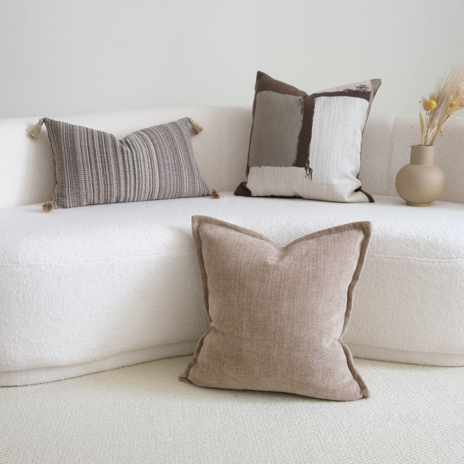 Brown Chenille Edge Pillow – Silent Style Sofa Cushion