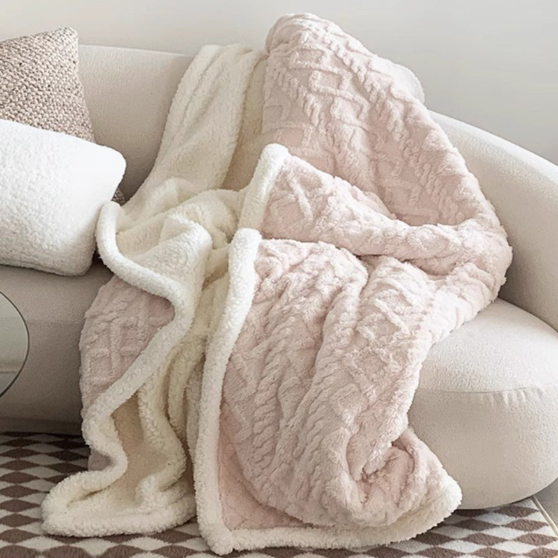 Double-Layer Coral Fleece Blanket for Winter Warmth