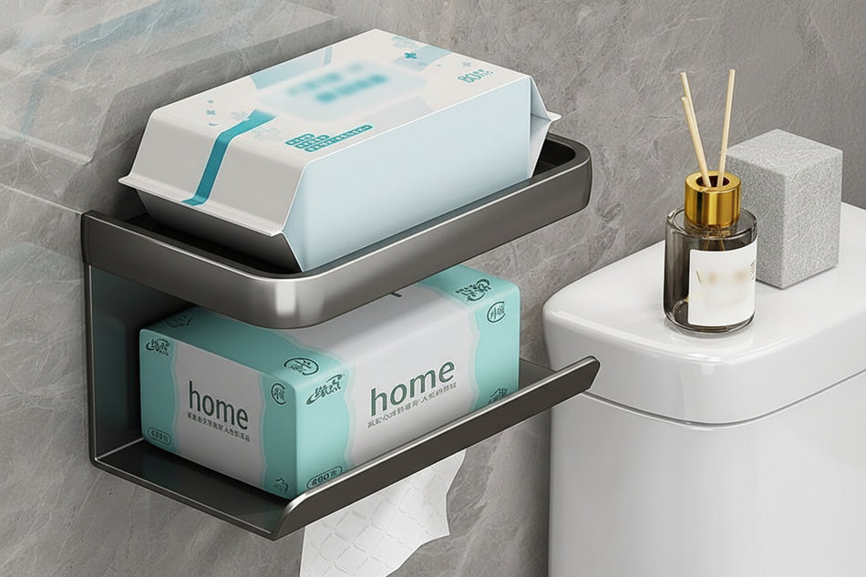 Punch-Free Wall-Mounted Bathroom Tissue Box Holder
