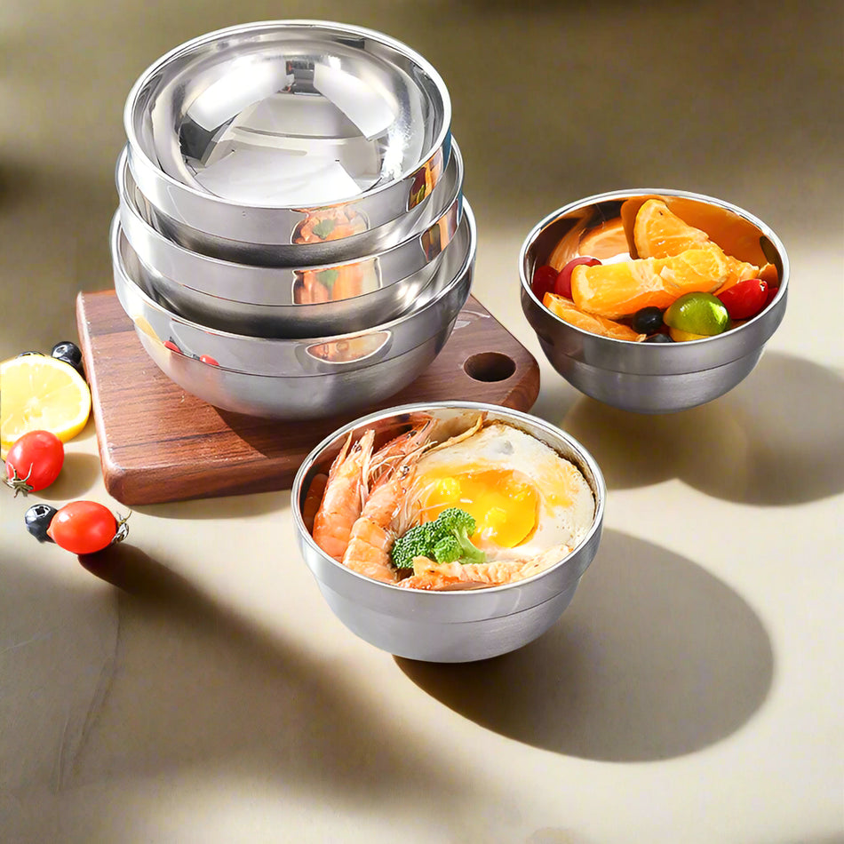 Double-Layer Stainless Steel Kids Soup Bowl (5 pc)