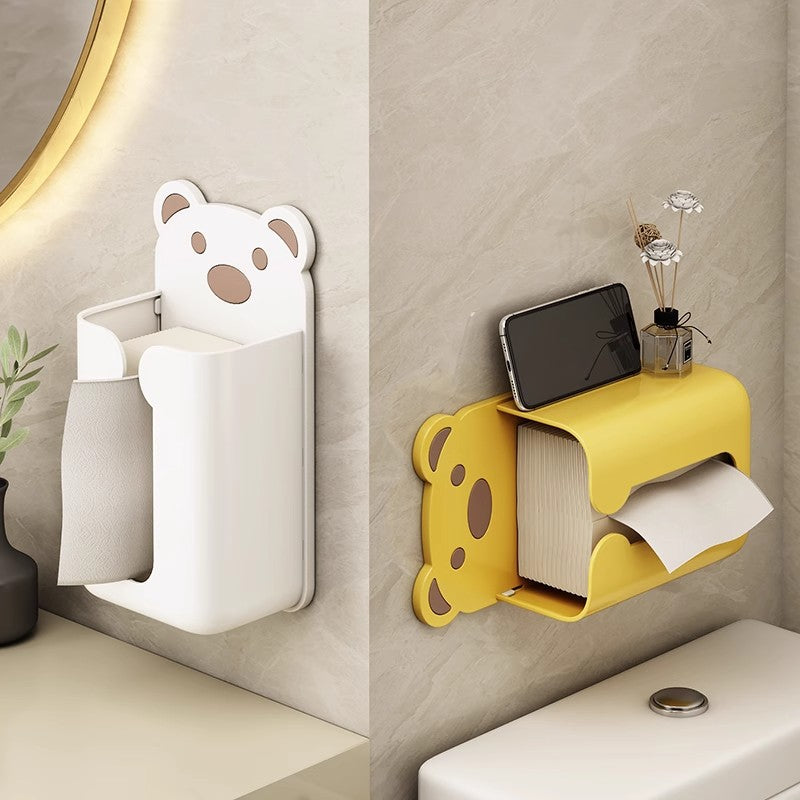 Punch-Free Wall-Mounted Tissue Box with Cartoon Design