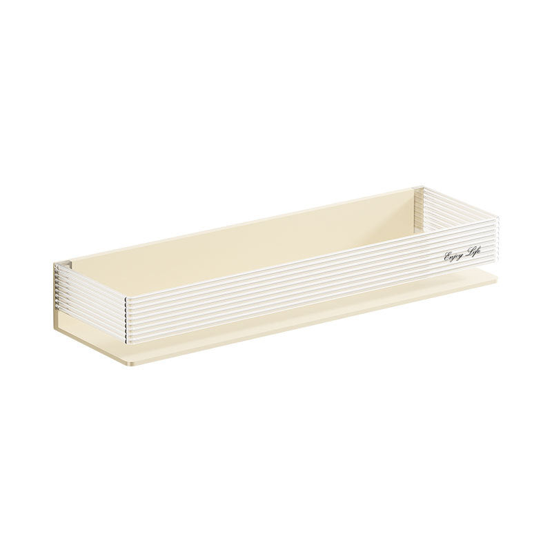 Cream Plastic Bathroom Shelf No-Drill Wall-Mounted Rack