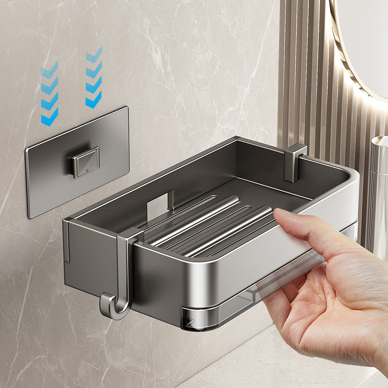 Space Aluminum Wall-Mounted Double-Layer Soap Box Rack