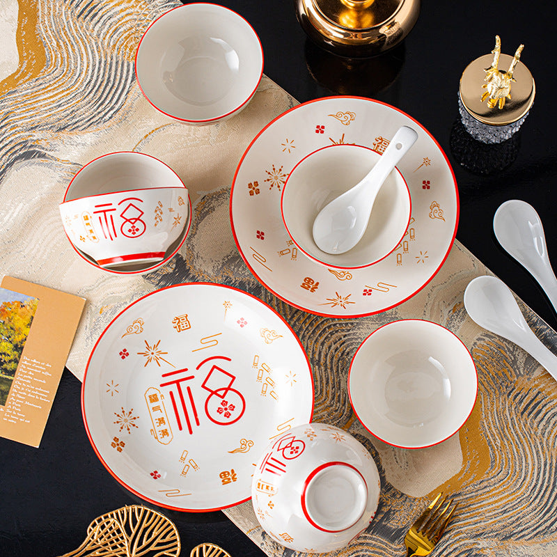 Ceramic Tableware Gift Box Set Bowls Plates & Spoons