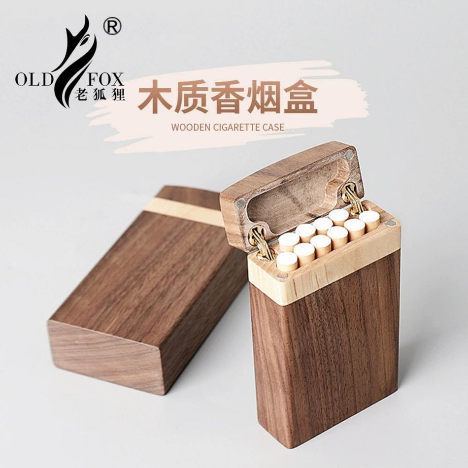 Black Walnut Cigarette Storage Box Thin Solid Wood Flap Mens