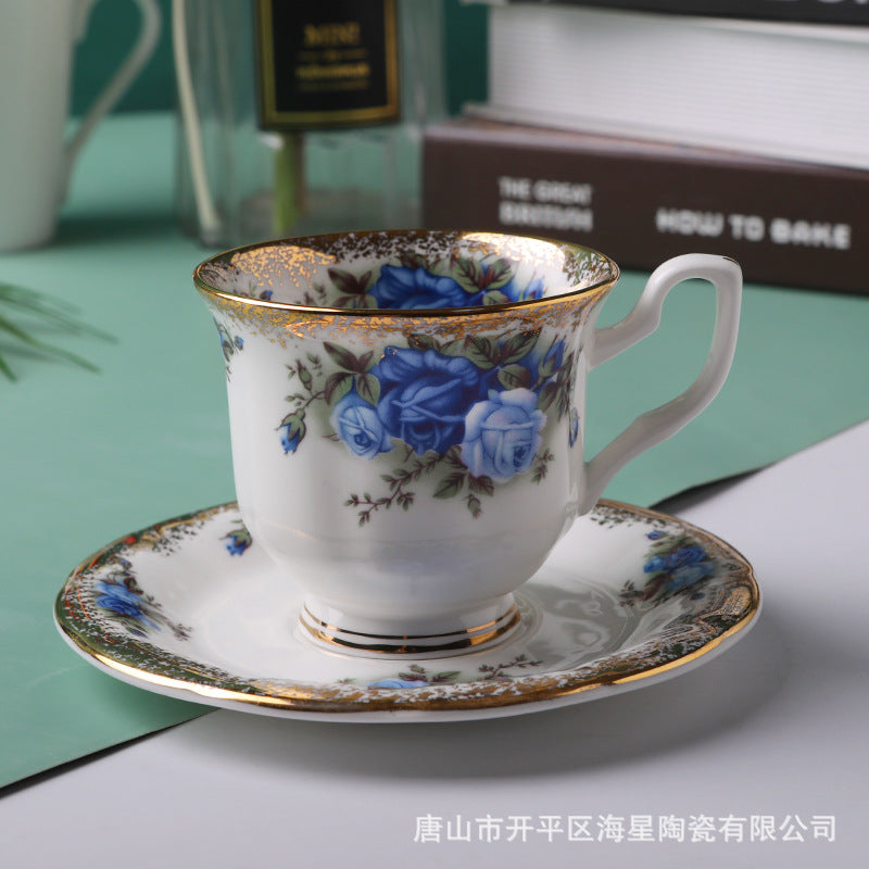 Bone China Coffee Cup & Saucer Light Luxury Retro Style