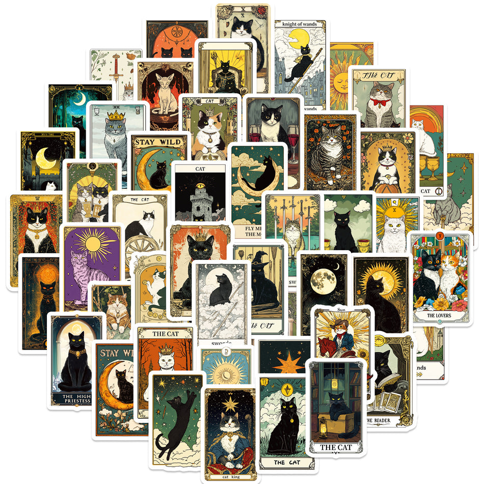 Cat Tarot Graffiti Stickers – Waterproof Vinyl