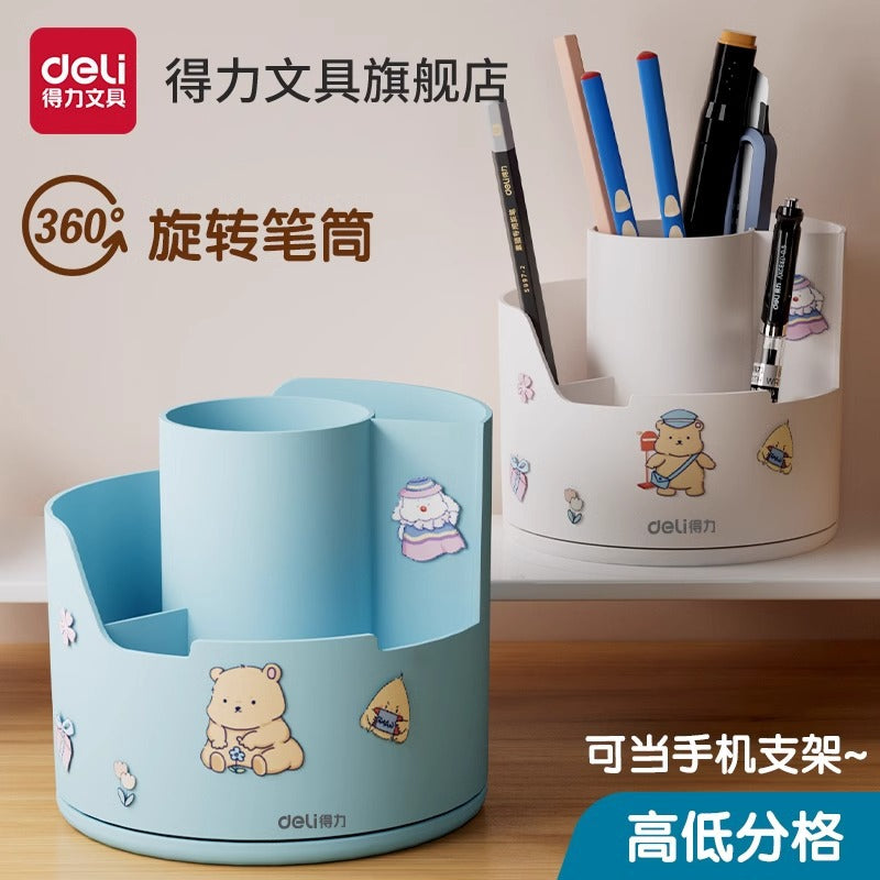 Deli Rotating Pen Holder – Large Capacity Desk Organizer