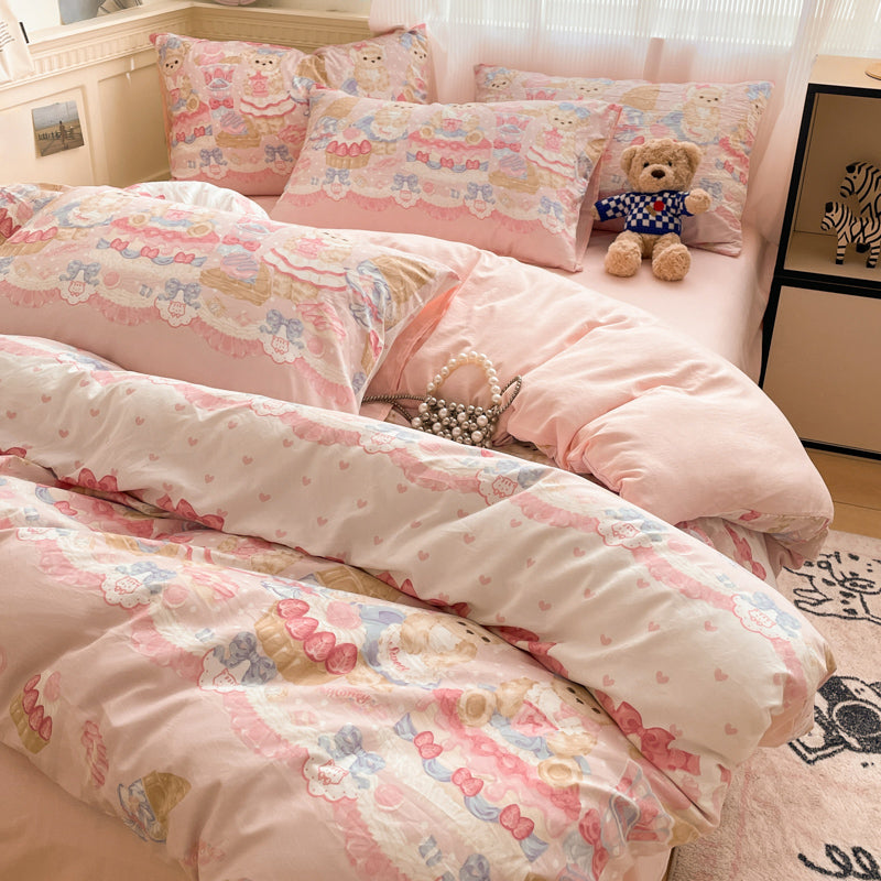 Thick Cotton Bedding Set – 3/4 Pieces for Dorm & Home 🛏️