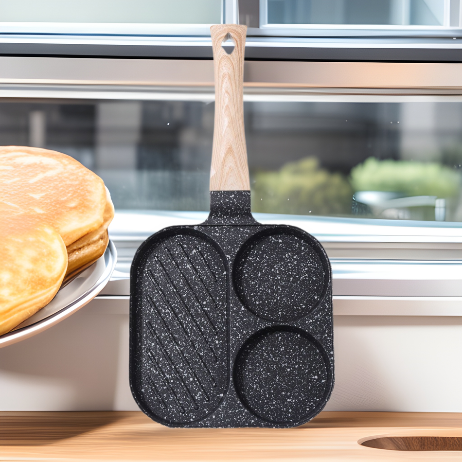 Cross-Border 3-in-1 Breakfast Frying Pan – Multi-Section Design