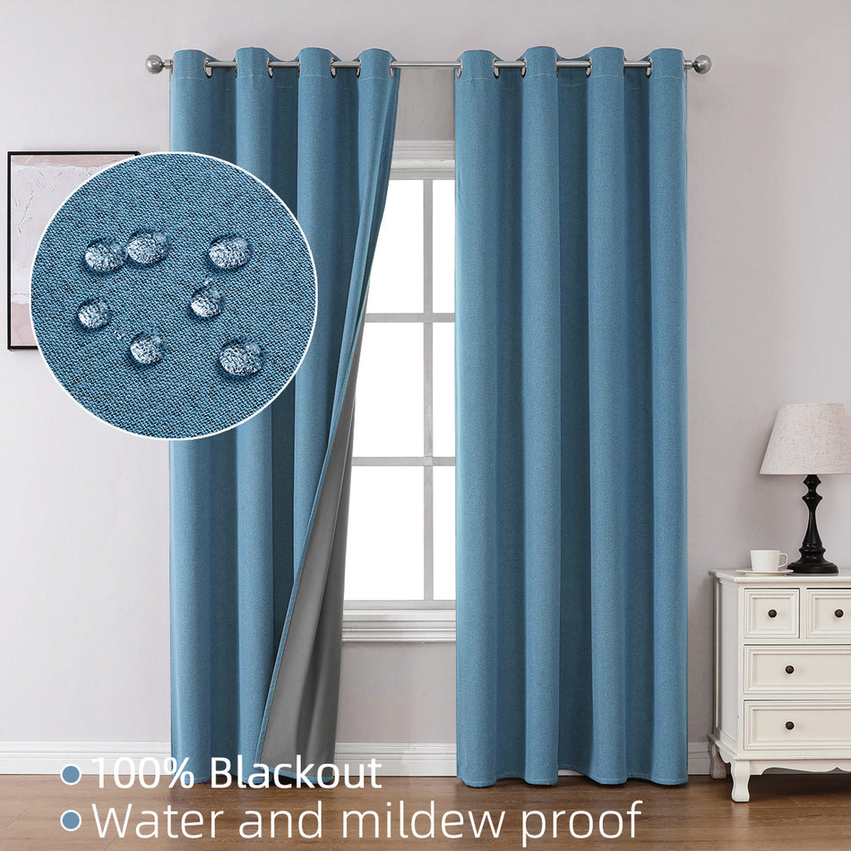 Coated Imitation Linen Curtains – 100% Blackout & Waterproof