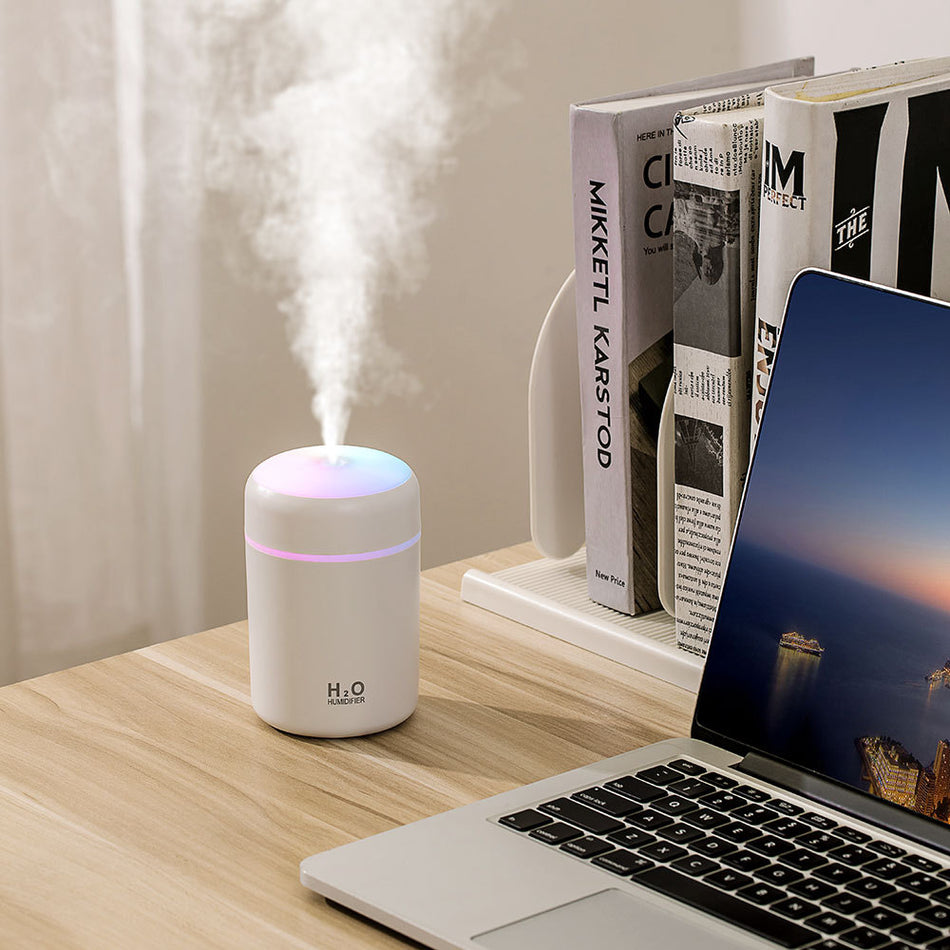 Creative Colorful Cup Humidifier – USB Mini Air Purifier for Home, Office & Car – LED Light Mist Diffuser