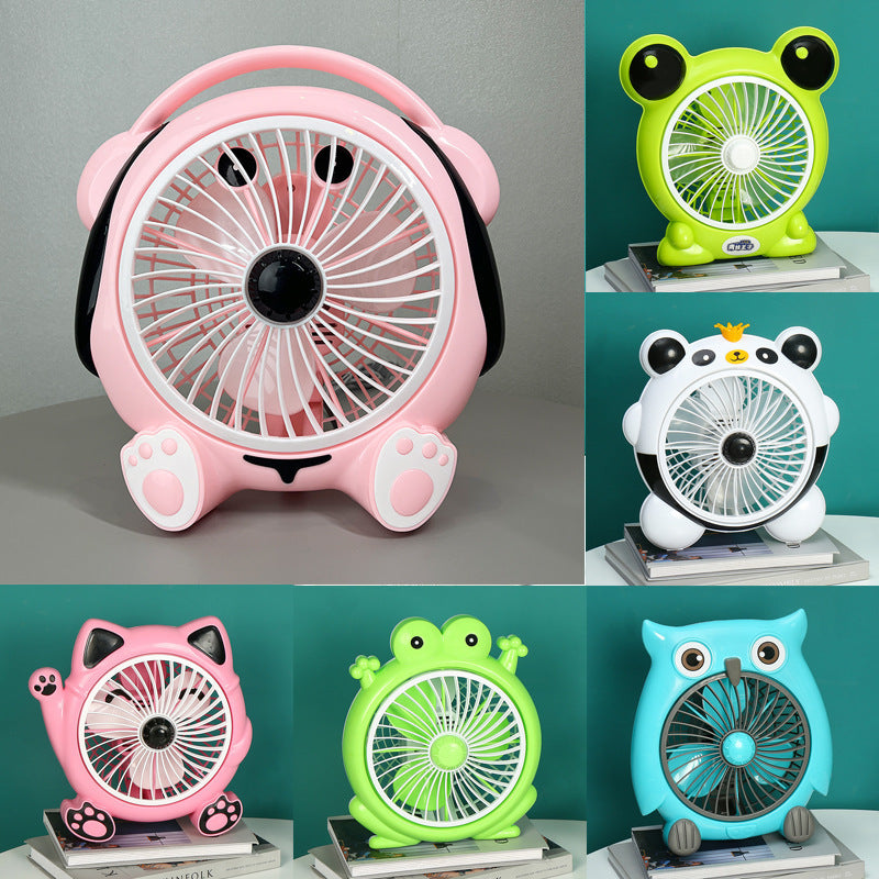 Cartoon Electric Fan – Small Bedside Fan for Dorms & Desktops