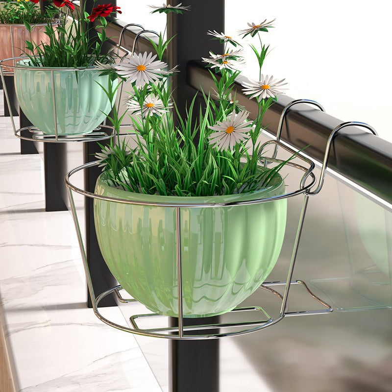 Stainless Steel Flower Pot Rack for Balcony & Wall Hanging